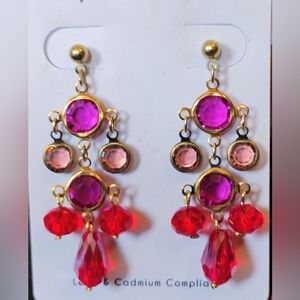 Multi color hand made crystal earrings
